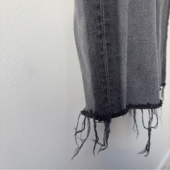 Madewell Classic Straight Jean Gray Jeans denim raw hem zip button pockets EUC - Picture 5 of 12